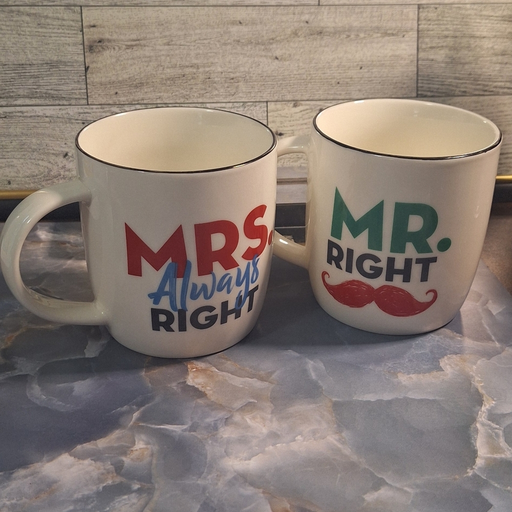 Mr. Right & Mrs. Always Right Coffee Mug Set For Couples